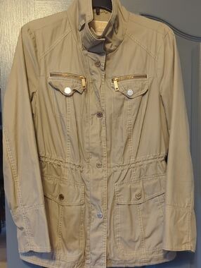 Michael Kors Tan Utility Jacket with Gold-Tone Hardware